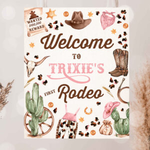 2 Editable Cowgirl Birthday Party Welcome Sign Wild West Cowgirl Rodeo Birthday Party Southwestern Ranch Party Decorations Instant Download QW 1