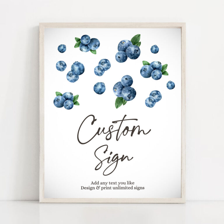 2 Editable Custom Sign Berry First Birthday Sign Berry Sweet Party Decor Boy Blueberries Blueberry Market 8x10 Download PRINTABLE Corjl 0399 1