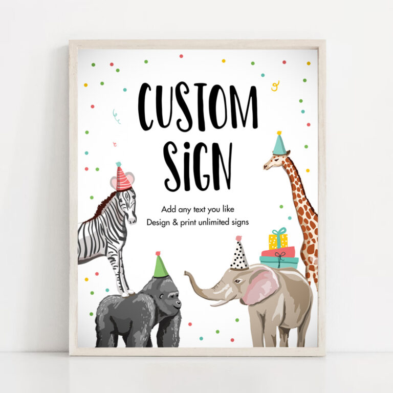 2 Editable Custom Sign Party Animals Sign Wild One Animals Decor Zoo Safari Animals Table Sign Decoration 8x10 Instant Download PRINTABLE 0142 1