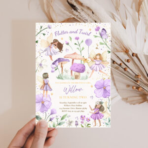 2 Editable Fairy Birthday Invitation Whimsical Enchanted Pixie Fairy Party Magical Floral Fairy Princess Party