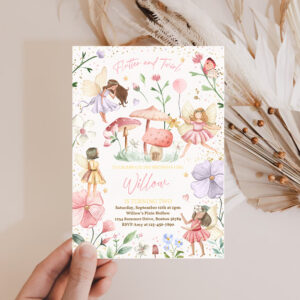 2 Editable Fairy Birthday Invite Whimsical Enchanted Pixie Fairy Party Magical Floral Fairy Princess Party