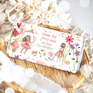 2 Editable Fairy Candy Bar Wrapper Fairy Chocolate Bar Labels Fairy Birthday Favors Forest Garden Girl Download Corjl Template Printable 0406 1