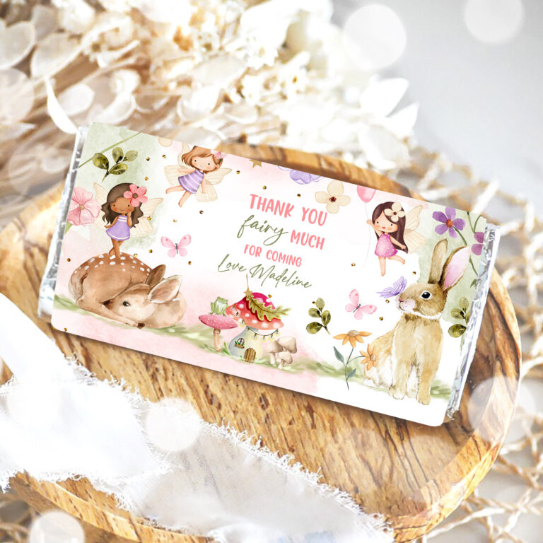 2 Editable Fairy Candy Bar Wrapper Fairy Chocolate Bar Labels Fairy Birthday Favors Forest Garden Girl Download Corjl Template Printable 0438 1