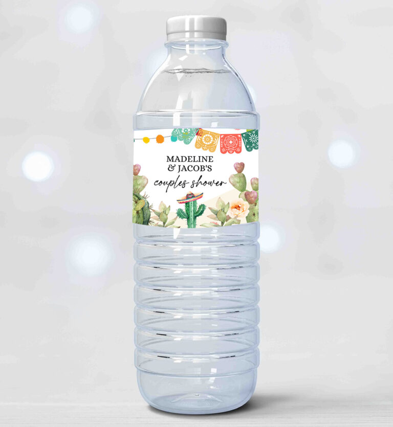 2 Editable Fiesta Water Bottle Labels Fiesta Couples Shower Taco Bout Love Cactus Mexican Desert Printable Succulent Template Corjl 0404 1