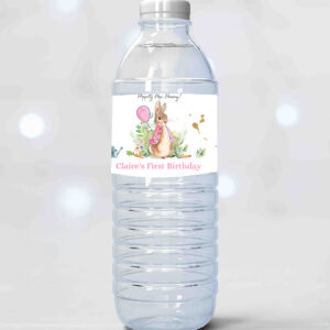 2 Editable Flopsy Bunny Water Bottle Labels Peter Rabbit Party Decor Bunny Birthday Rustic Watercolor Girl Pink Printable Template Corjl 0351 1
