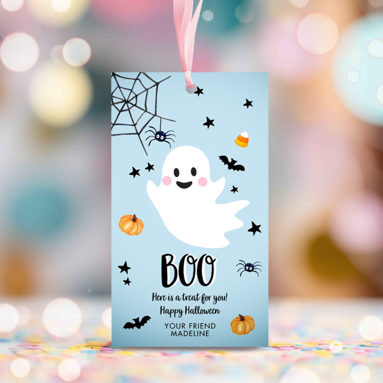 2 Editable Halloween Favor Tag Boo Gift Tag Costume Party Trick Or Treat Boy Blue Birthday Party Download Blue Template Corjl 0418 0261 1