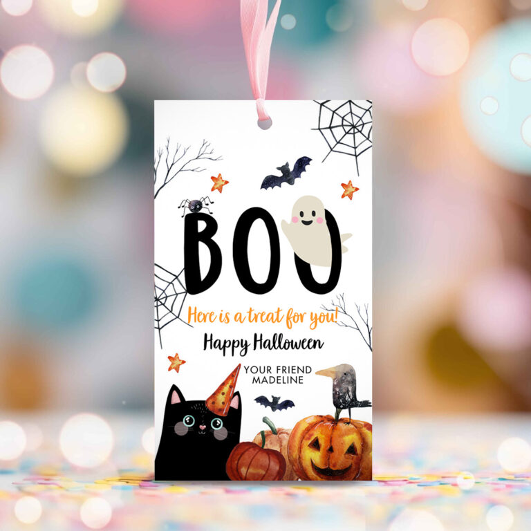 2 Editable Halloween Favor Tag Boo Gift Tag Costume Party Trick Or Treat Favor Tags Birthday Party Download Printable Template Corjl 0261 1