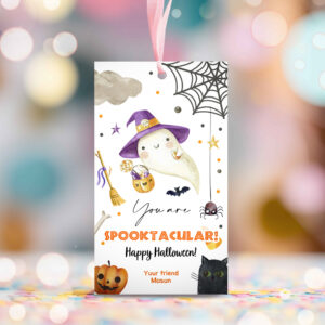 2 Editable Halloween Favor Tags Ghost Gift Tags You are Spooktacular Appreciation Cute Ghost Treat Tag Download Printable Template Corjl 0261 1