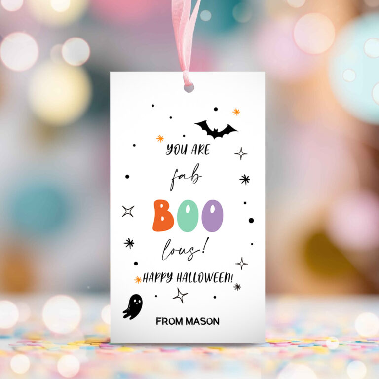 2 Editable Halloween Favor Tags Ghost Gift Tags fab BOO lous Teacher Appreciation Ghost Treat Tag Download Printable Template Corjl 0261 1