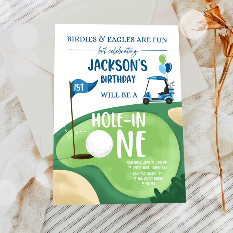2 Editable Hole in One Birthday Invitation Golf First Birthday Par tee Golf Invite Boy Golfing Party Birthday