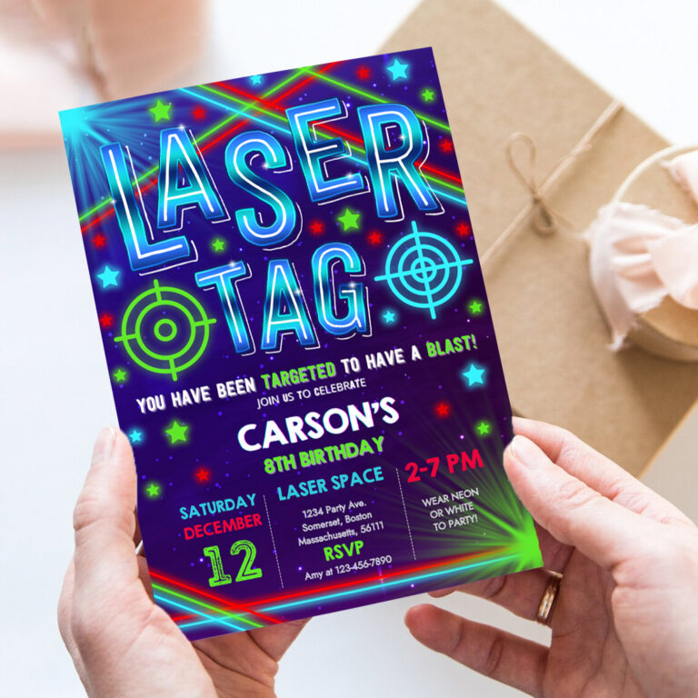 2 Editable Laser Tag Invitation Neon Laser Tag Invitation Glow Laser Tag Birthday Party Boy Neon Glow Laser Party