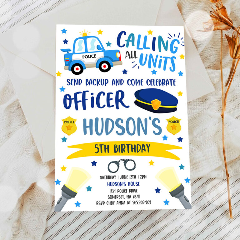 2 Editable Police Party Invitation Police Birthday Invitation Police Officer Invitation Cop Invite Policeman Party Police Party