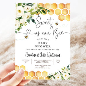 2 Editable Sweet As Can Bee Baby Shower Invitation Gender Neutral Mommy to Bee Shower Invite Printable Template