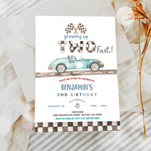 2 Editable TWO Fast Birthday Invitation 2nd Birthday Race Car Birthday Invitation Car Race Birthday Party Invite 1