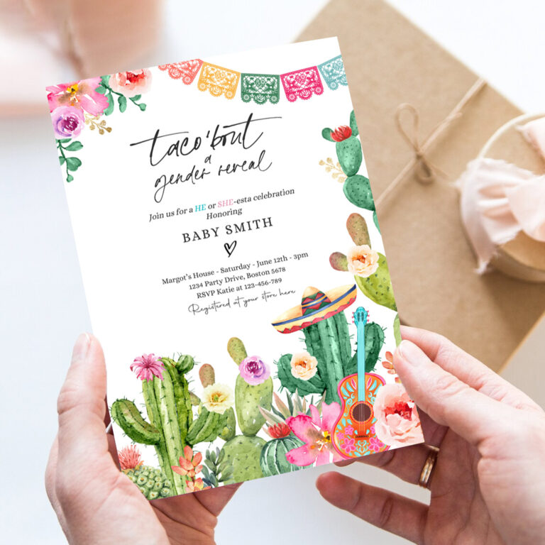 2 Editable Taco Bout A Gender Reveal Party Fiesta He Or She Esta Invitation Taco Gender Reveal Party Cactus Shower