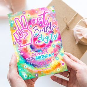 2 Editable Tie Dye Birthday Party Invitation Peace Out Single Digits Hippy Tie Dye Party Double Digits Tween VSCO Girl