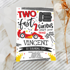 2 Editable Two Fast Birthday Invitation Red Two Fast Boy Race Car 2nd Birthday Party Invite Two Fast 2 Curious Race Car Party 1