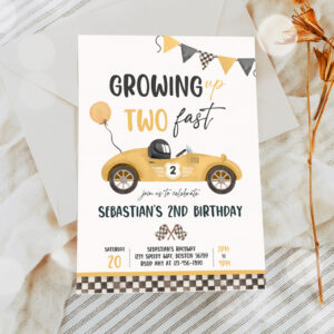 2 Editable Two Fast Birthday Invitation Two Fast Boy Race Car 2nd Birthday Party Invite Growing Up Two Fast Race Car Instant Download EW3 1