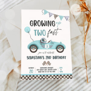 2 Editable Two Fast Birthday Invitation Two Fast Boy Race Car 2nd Birthday Party Invite Growing Up Two Fast Race Car Party Instant Download E5 1