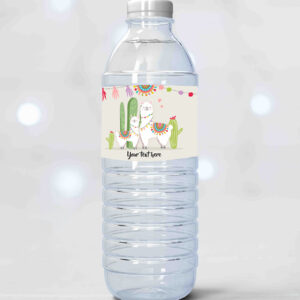 2 Editable Water Bottle Labels Llama Baby Shower Cactus Succulent Fiesta Mexican Printable Bottle Labels Gender Neutral Template Corjl 0079 1