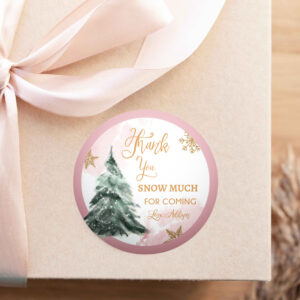 2 Editable Winter Tree Thank You Tag Winter Onederland Girl Christmas Thank You Snow Much Baby Shower Pink Gold Gift Corjl Printable 0363 1