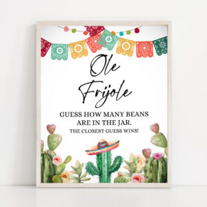 2 Fiesta Baby Shower Game Guess How Many Beans Ole Frijole Cactus Shower Mexican Shower Activity Desert Floral Instant Download Printable 0404 1