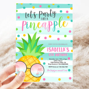 2 Party Like A Pineapple Invitation Tropical Pineapple Invitation Tropical Hawaiian Luau Pineapple Pool Party 1