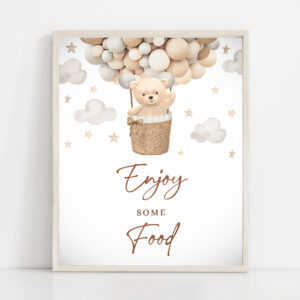 2 Teddy Bear Hot Air Balloon Shower Enjoy Some Food Sign Gender Neutral Bear Baby Shower We Can Bearly Wait Shower Instant Download 6H 1