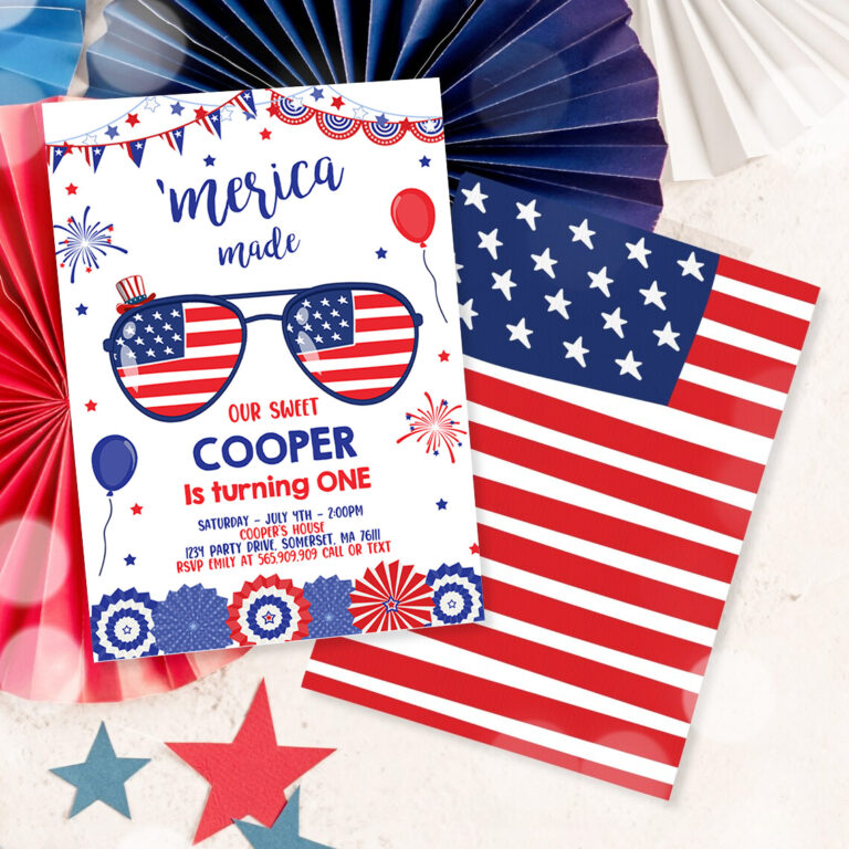 3 Editable 4th Of July Birthday Invitation 4th Of July Merica Made 1st Birthday Memorial Day Independence Day Party