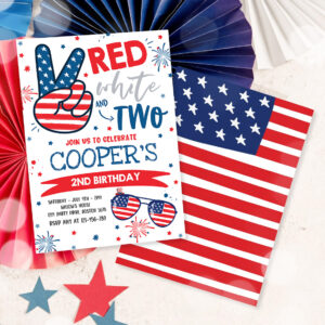 3 Editable 4th Of July Birthday Invitation 4th Of July Red White And Two 2nd Birthday Party Memorial Day Birthday Party