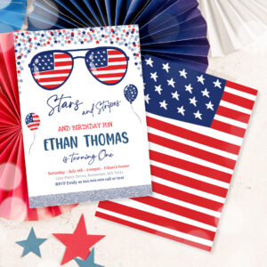 3 Editable 4th Of July Birthday Invitation 4th Of July Stars Stripe 1st Birthday Memorial Day Independence Day Party