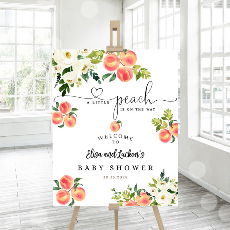 3 Editable A Little Peach Baby Shower Sprinkle Sip and See Welcome Yard Sign
