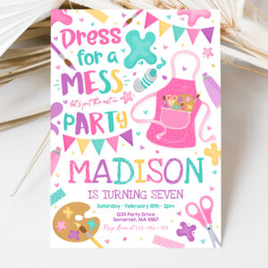 3 Editable Art Party Invitation Painting Party Birthday Invitation Girly Pink Craft Party Girly Art Party Craft Party Instant Download 9O 1