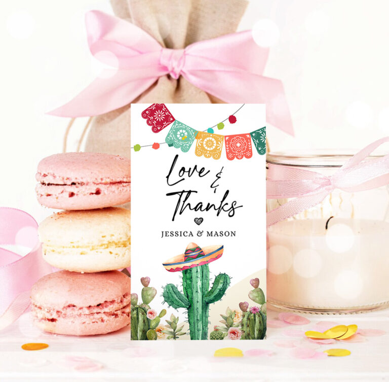 3 Editable Cactus Fiesta Favor Tags Love and Thanks Mexican Muchas Gracias Bridal Shower Succulent Couples Watercolor Corjl Template 0404 1