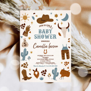 3 Editable Cowboy Baby Shower Invitation Wild West Cowboy Baby Shower Rodeo Boy Baby Shower Southwestern Ranch Baby Shower Instant Download CW 1