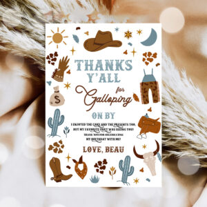 3 Editable Cowboy Birthday Party Thank You Card Wild West Cowboy Rodeo Birthday Party Southwestern Ranch Birthday Decor Instant Download CW 1