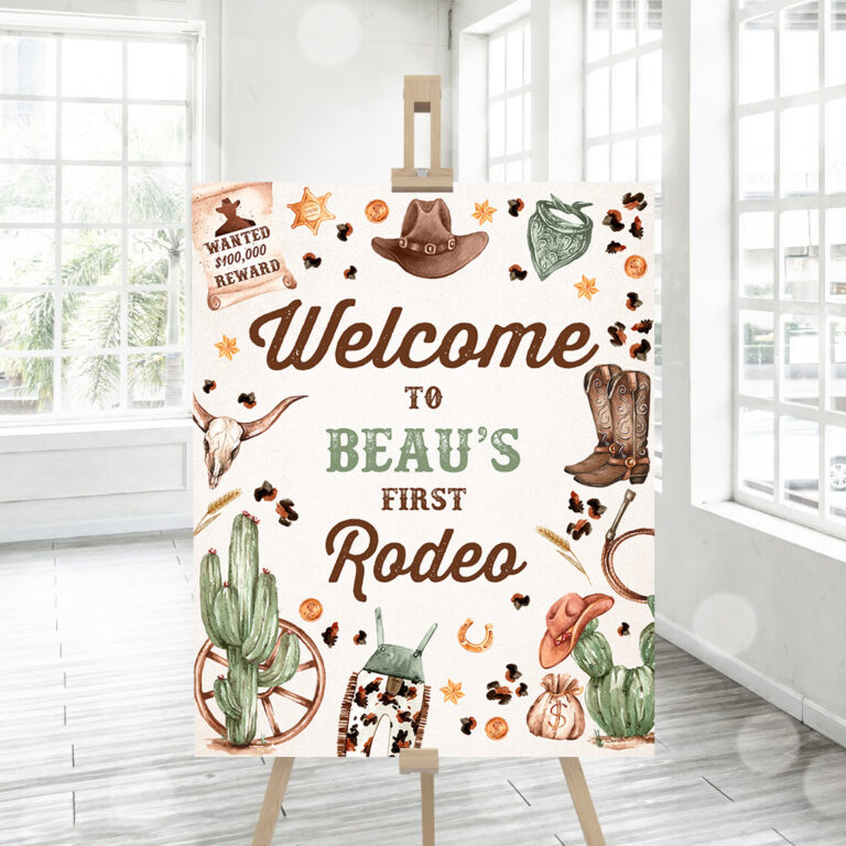 3 Editable Cowboy Birthday Party Welcome Sign Wild West Cowboy 1st Rodeo Birthday Party Southwestern Ranch Birthday Party Instant Download QO 1
