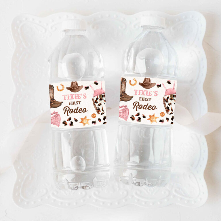 3 Editable Cowgirl Birthday Party Water Bottle Labels Wild West Cowgirl Rodeo Birthday Party Southwestern Ranch Birthday Instant Download QW 1