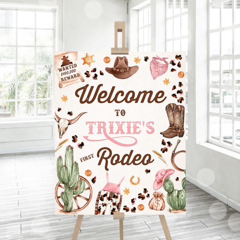 3 Editable Cowgirl Birthday Party Welcome Sign Wild West Cowgirl Rodeo Birthday Party Southwestern Ranch Party Decorations Instant Download QW 1