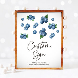 3 Editable Custom Sign Berry First Birthday Sign Berry Sweet Party Decor Boy Blueberries Blueberry Market 8x10 Download PRINTABLE Corjl 0399 1