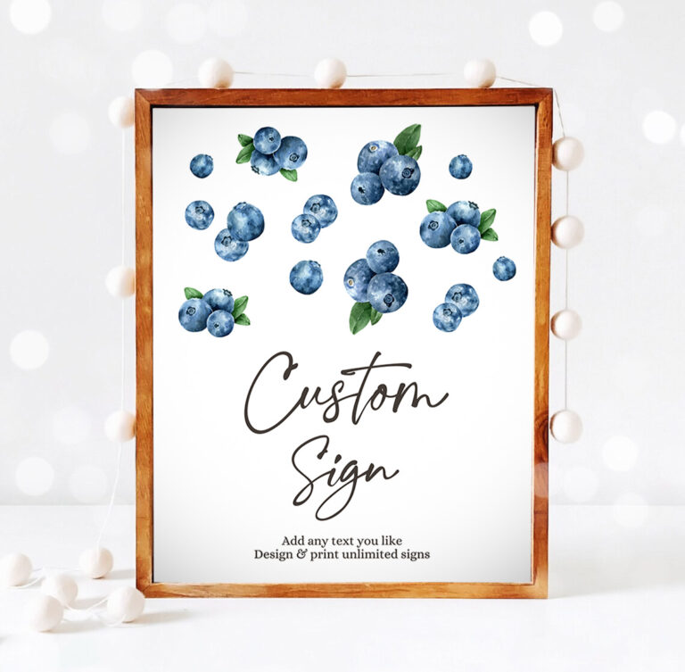 3 Editable Custom Sign Berry First Birthday Sign Berry Sweet Party Decor Boy Blueberries Blueberry Market 8x10 Download PRINTABLE Corjl 0399 1