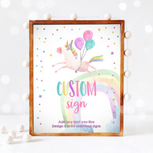 3 Editable Custom Sign Unicorn Sign Pink Unicorn Birthday Decorations Girl Magical Table Sign Rainbow Decoration 8x10 Download PRINTABLE 0336 1