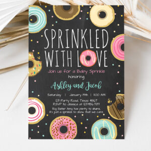 3 Editable Donut Sprinkle Invitation Sprinkled With Love Coed Shower Gender Neutral Pink Girl Digital Download Printable Corjl Template 0050 1