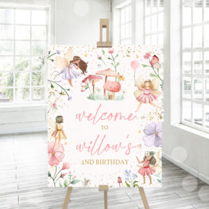 3 Editable Fairy Birthday Party Girl Welcome Sign Whimsical Enchanted Magical Floral Fairy Princess Birthday Party Decorations Instant Download SF 1