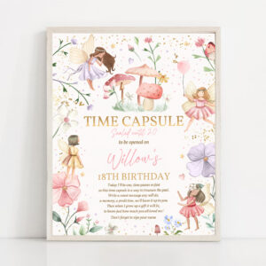 3 Editable Fairy Birthday Party Time Capsule Note Card Enchanted Magical Floral Fairy Princess Birthday Party Instant Editable File SF 1