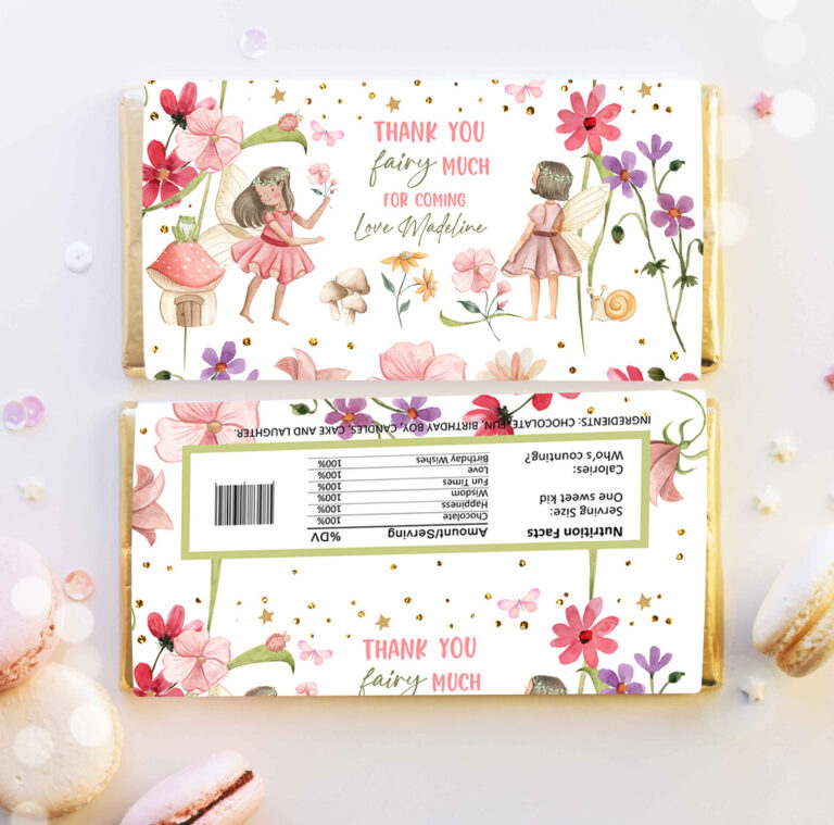 3 Editable Fairy Candy Bar Wrapper Fairy Chocolate Bar Labels Fairy Birthday Favors Forest Garden Girl Download Corjl Template Printable 0406 1