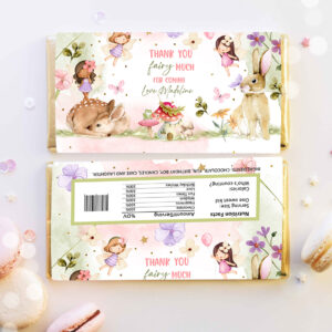 3 Editable Fairy Candy Bar Wrapper Fairy Chocolate Bar Labels Fairy Birthday Favors Forest Garden Girl Download Corjl Template Printable 0438 1