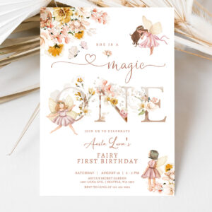 3 Editable Fairy Magic ONE Birthday Invitation Butterfly Magical Wildflower Garden Fairy Fairy Birthday Invite