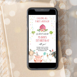 3 Editable Farm Birthday Evite Boy Farm Animals Red Barn Barnyard All Party Animals Download Phone Invitation Template