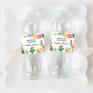 3 Editable Fiesta Water Bottle Labels Fiesta Couples Shower Taco Bout Love Cactus Mexican Desert Printable Succulent Template Corjl 0404 1